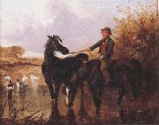 Watering The Horses and Farmyard Companions:a Pair of Paintings John Frederick Herring